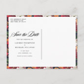 Red Amaryllis und Herbst Florals Save the Date Ankündigungspostkarte (Rückseite)