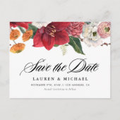 Red Amaryllis und Herbst Florals Save the Date Ankündigungspostkarte (Vorderseite)
