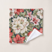 Red Amaryllis & White Azalea Weihnachten Badhandtuch Set (Waschlappen)