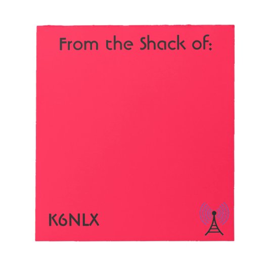 Red Amateur Radio Call Sign Notepad Notizblock (Vorderseite)