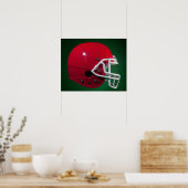 Red American football helmet on green background Poster (Küche)
