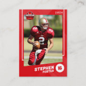 Red American Football Player Trading Card Telefonnummerkarte (Vorderseite)