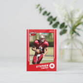 Red American Football Player Trading Card Telefonnummerkarte (Stehend Vorderseite)