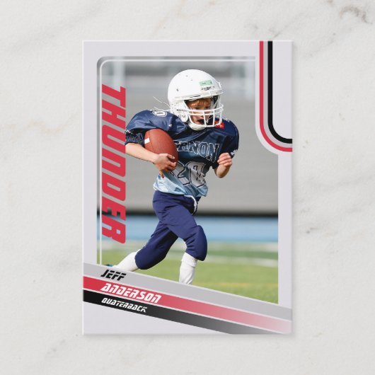 Red American Football Trading Card für Kinder Telefonnummerkarte (Vorderseite)