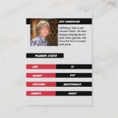 Red American Football Trading Card für Kinder Telefonnummerkarte (Rückseite)