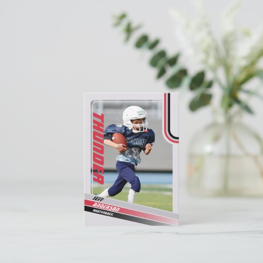 Red American Football Trading Card für Kinder Telefonnummerkarte (Stehend Vorderseite)