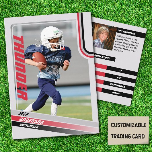 Red American Football Trading Card für Kinder Telefonnummerkarte