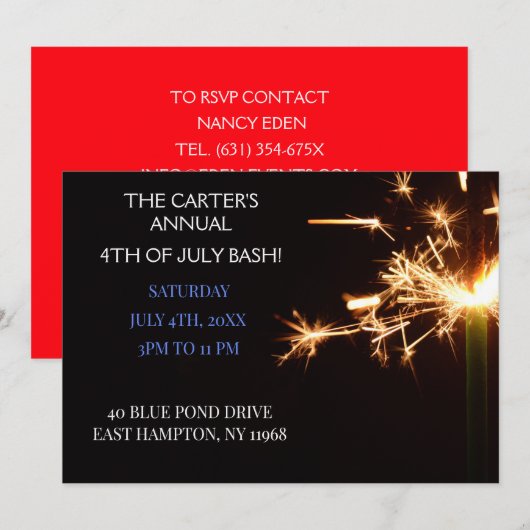 Red Amerikanische Unabhängigkeitstag Independence  Einladung (Vorne/Hinten)