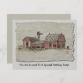 Red Amish Barn & Windmill Einladung (Vorne/Hinten)