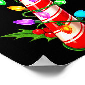 Red &amp; White Candy Cane Crew Christmas Santa Ha Poster (Ecke)