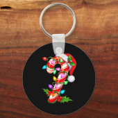 Red & White Candy Cane Crew Christmas Santa Ha Schlüsselanhänger (Vorderseite)