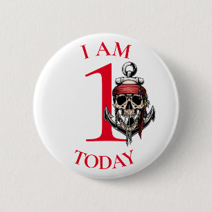 Red Anchor GEBTHDAY NUMMER 1 Button
