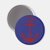 Red Anchor on Blue Nautical Magnet (Vorderseite/Rückseite)