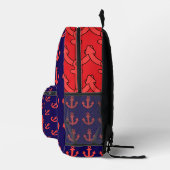 Red Anchor Repeat Red Blue Bedruckter Rucksack (Rechts)