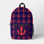 Red Anchor Repeat Red Blue Bedruckter Rucksack (Vorderseite)