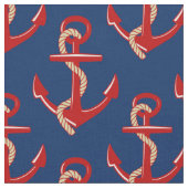 Red Anchors Nautical Pattern on Dark Blue Stoff (Nahaufnahme)