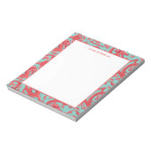Red and Aqua Chinoiserie Dragon Notepad Notizblock (Rotiert)