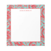 Red and Aqua Chinoiserie Dragon Notepad Notizblock (Vorderseite)