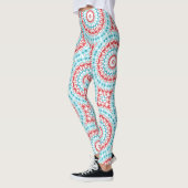 Red and Aqua Geometric Mandala Pattern Leggings (Links)