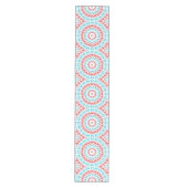 Red and Aqua Geometric Mandala Pattern Mittelgroßer Tischläufer (Vorderseite)