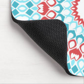 Red and Aqua Geometric Mandala Pattern Mousepad (Ecke)