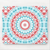 Red and Aqua Geometric Mandala Pattern Mousepad (Vorne)