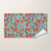 Red and Aqua Poppies Pattern Badhandtuch Set (Handtuch)
