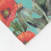 Red and Aqua Poppies Pattern Fleecedecke (Ecke)