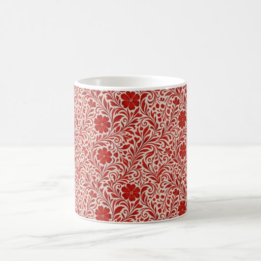 Red and Beige Bold Floral Pattern Kaffeetasse (Mittel)