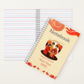 Red and Beige Happy Chinese New Year 5,5" x 8,5" Notizblock (Innen)