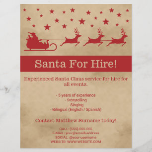 Red and Beige Santa Sleigh - Santa Vermietung von Flyer