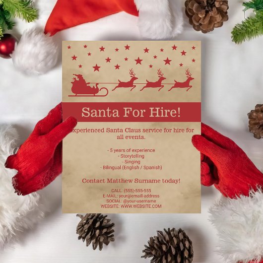 Red and Beige Santa Sleigh - Santa Vermietung von  Flyer