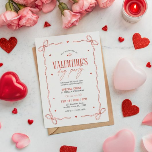 Red And Beige Valentine's Day Party Invitation Einladung