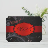 Red and Black 2025 Graduation Party Einladung (Stehend Vorderseite)