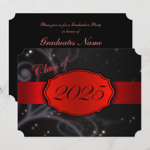 Red and Black 2025 Graduation Party Einladung