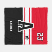 Red and Black All Sport Letter Fleecedecke (Vorderseite (Horizontal))