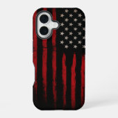 Red and Black American Flag iPhone 16 Hülle (Rückseite)