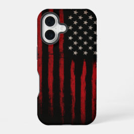 Red and Black American Flag iPhone 16 Hülle