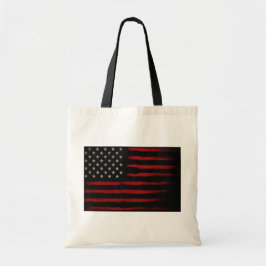 Red and Black American Flag Tragetasche
