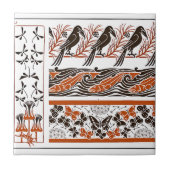 red and black Birds fish Butterfly art pattern Fliese (Vorderseite)