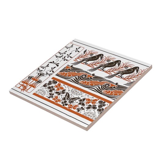 red and black Birds fish Butterfly art pattern Fliese (Seite)