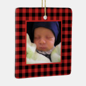 Red and Black Buffalo Kariert Baby's First Christm Keramikornament (Rechts)