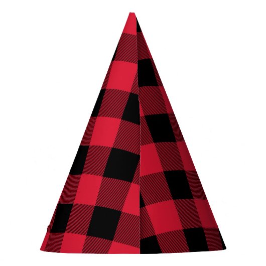 Red and Black Buffalo Kariertes Party Hut Partyhütchen (Rückseite)