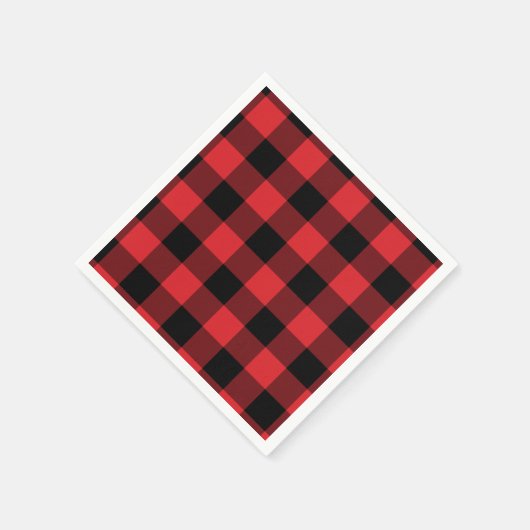 Red and Black Buffalo Karo Pattern Serviette (Ecke)