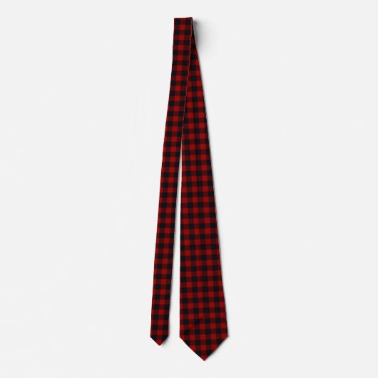 Red and Black Buffalo Pläd Checked Men's Neck tie Krawatte (Rückseite)