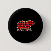 Red And Black Buffalo Plaid Capybara Christmas Lig Button (Vorderseite)