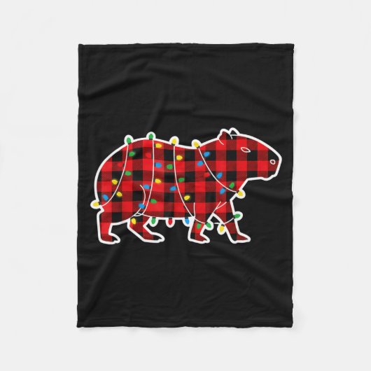 Red And Black Buffalo Plaid Capybara Christmas Lig Fleecedecke (Vorderseite)