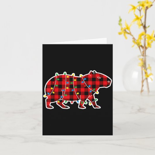 Red And Black Buffalo Plaid Capybara Christmas Lig Karte (Gelbe Blume)
