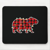 Red And Black Buffalo Plaid Capybara Christmas Lig Mousepad (Vorne)