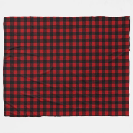 Red and Black Buffalo Plaid Christmas Check Fleecedecke (Vorderseite (Horizontal))